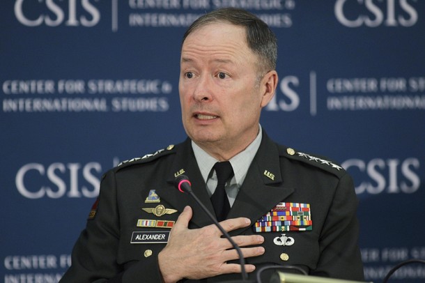 File photograph of General Keith Alexander, Director of the NSA, Commander of U.S. Cyber Command speaks about cyber security and USCYBERCOM at CSIS in Washington