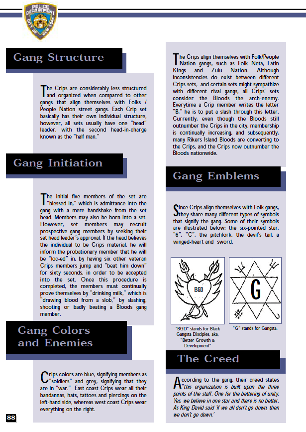 NYPD Street Gang Manual | Public Intelligence