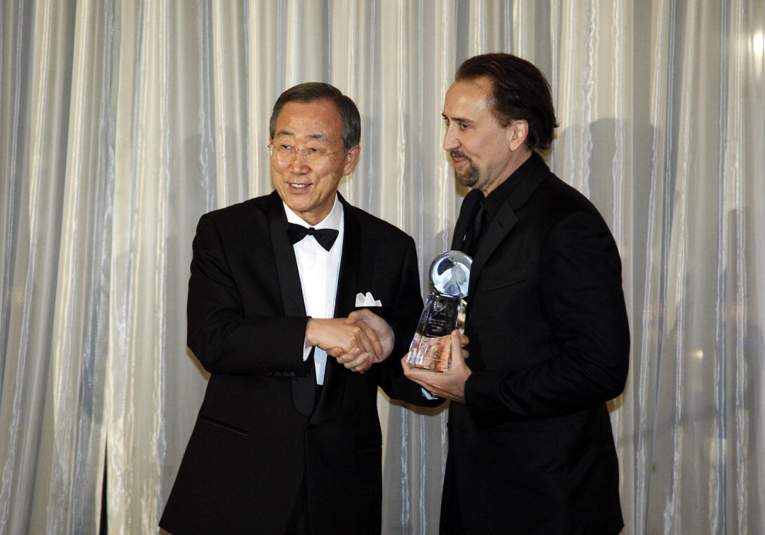 Secretary-General Hands Award to New Goodwill Ambassador Nicolas Cage