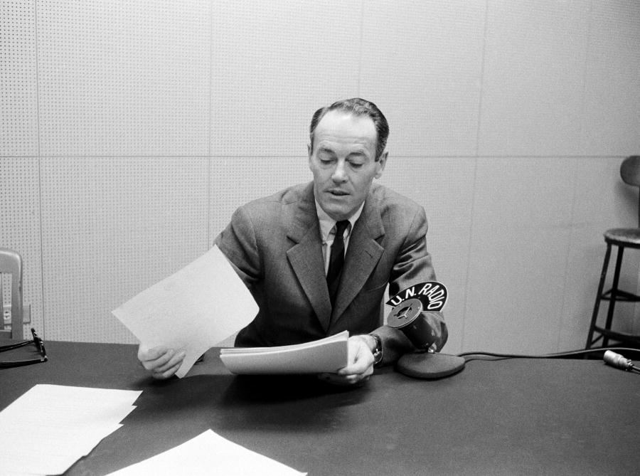 Henry Fonda, Stage and Screen Actor, Recording for U.N. Radio