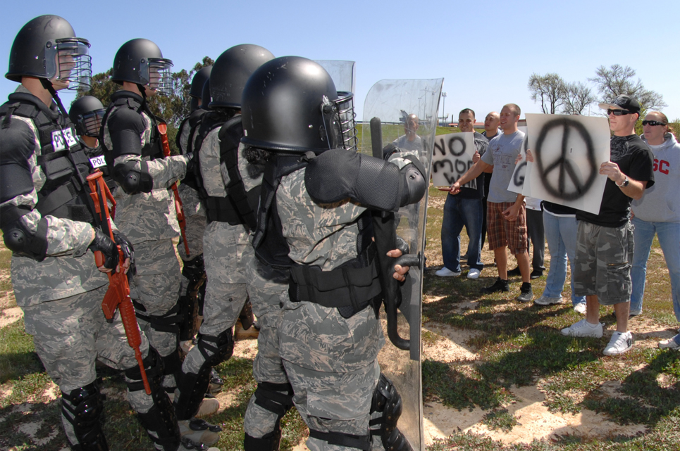  Calif., the U.S. Air Force's 60th Security Riot Control Team ensures the 