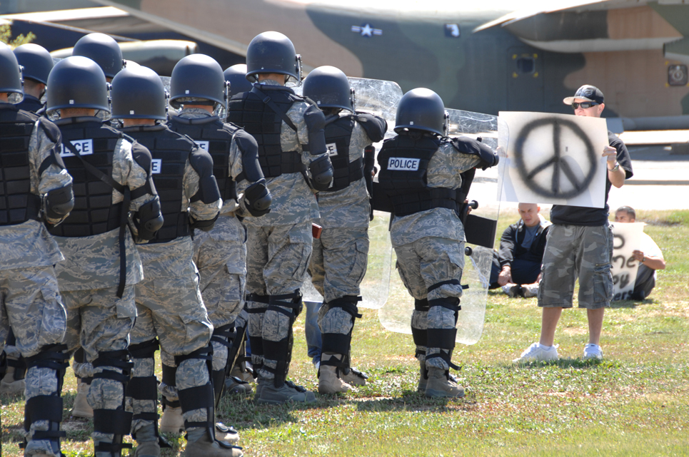  Calif., the U.S. Air Force's 60th Security Riot Control Team ensures the 