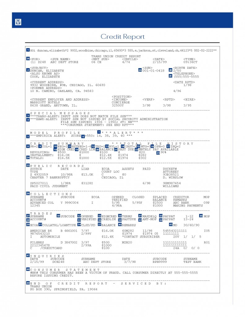 Trans Union Credit Report Training Guide | Public Intelligence