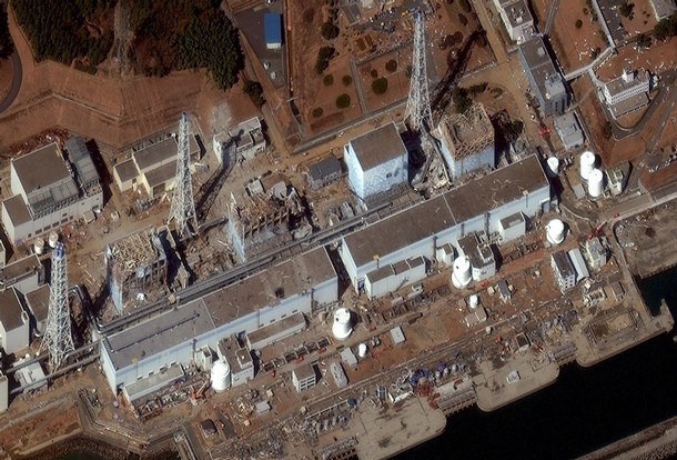 Satellite image shows the damaged Fukushima Daiichi Power Plant