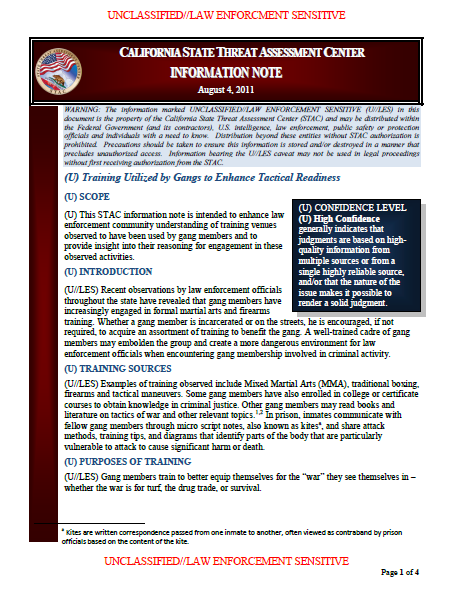 (U//LES) California State Threat Assessment Center: Gangs Seek Training ...