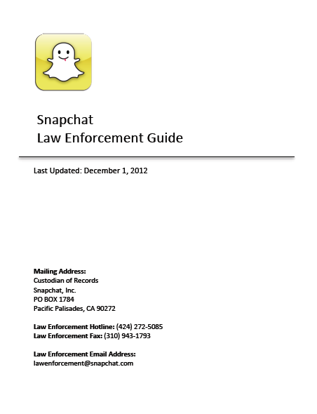 Snapchat Law Enforcement Guide | Public Intelligence