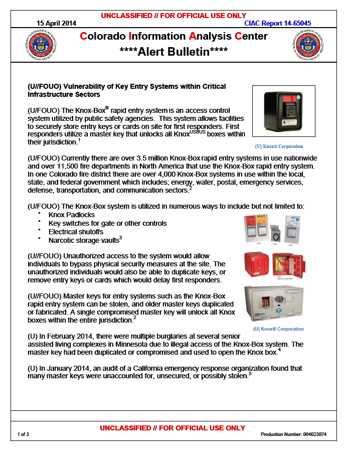 U//FOUO) Colorado Information Analysis Center Bulletin