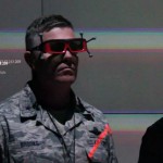 Brig. Gen. Robert Brooks, director of the Massachusetts Air National Guard gets a eyes-on 3D tutorial of how to analyze data in the Virtual Reality Center at the University of Arkansas at Little Rock, May 2, 2014. Senior leaders from the National Guard toured the University's Emerging Analytics Center and learned about the partnership to allow students at the National Guard Professional Education Center an opportunity to earn their bachelor's, master's or post-doctoral degrees in information technology.