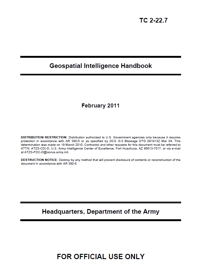 Restricted U S Army Geospatial Intelligence Handbook Public Intelligence