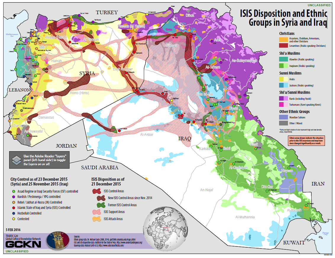 U.S. Army Map: ISIS Disposition and Ethnic Groups in Syria and Iraq ...