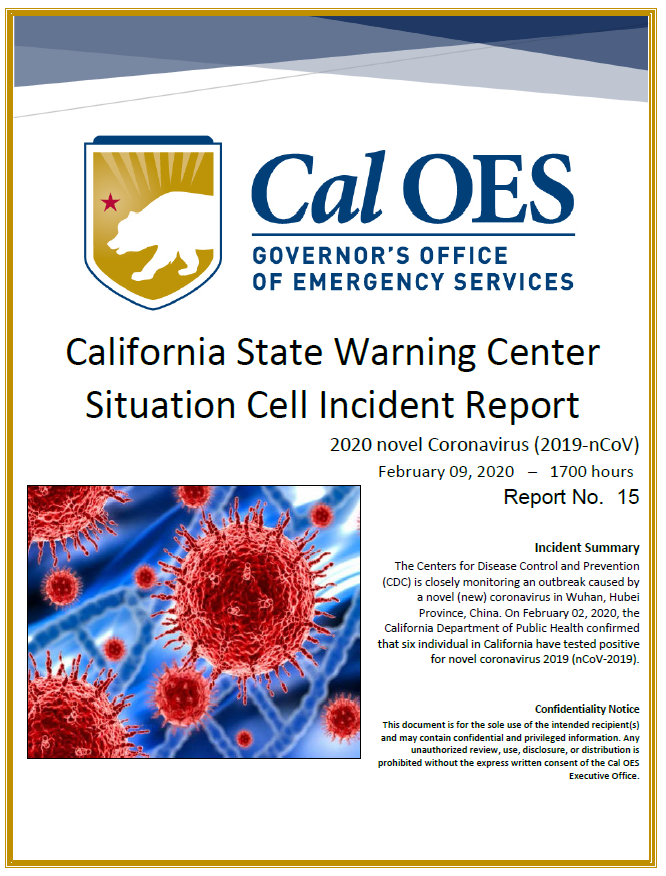 U Fouo California State Warning Center Situation Cell Incident